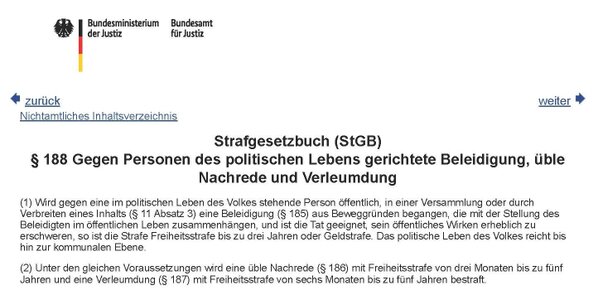 §188 - Schutzwall für Politiker §188 - Schutzwall für Politiker