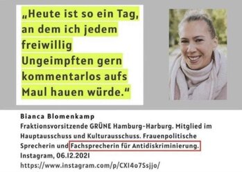 Bianca Blomenkamp zu Impfgegnern Bianca Blomenkamp zu Impfgegnern