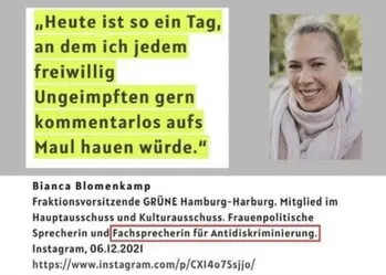 Bianca Blomenkamp zu Impfgegnern Bianca Blomenkamp zu Impfgegnern