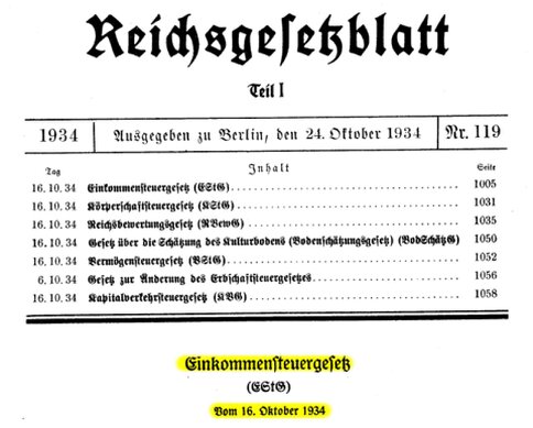 10.1934 Reichsblatt - Einkommenssteuergesetz 10.1934 Reichsblatt - Einkommenssteuergesetz