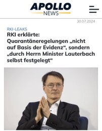 APOLLO NEWS - Lauterbachs Quarantäneregeln APOLLO NEWS - Lauterbachs Quarantäneregeln