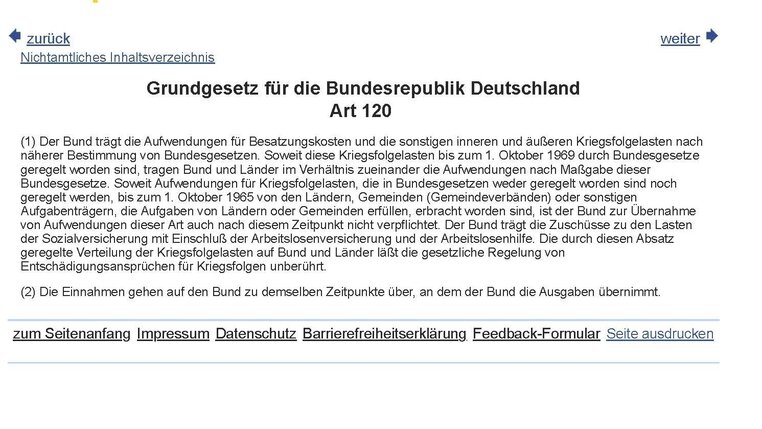 GG Artikel 120 GG Artikel 120