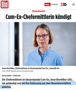 Cum-Ex-Chefermittlerin kündigt Cum-Ex-Chefermittlerin kündigt