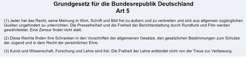 Artikel 5 GG Artikel 5 GG