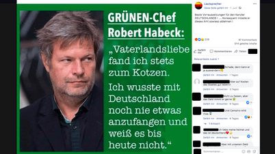 Habeck findet Vaterlandsliebe zum Kotzen Habeck findet Vaterlandsliebe zum Kotzen
