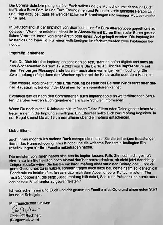 Bürgermeister fordert zur Spritze auf