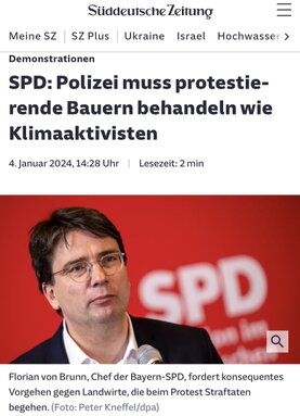SPD behandelt protestierende Bauern wie Aktivisten SPD behandelt protestierende Bauern wie Aktivisten