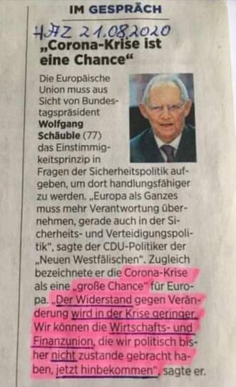 Schäuble zu Corona-Krise Schäuble zu Corona-Krise