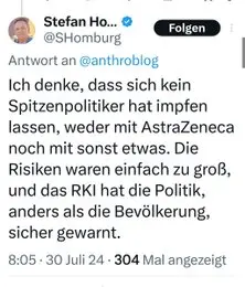 Stefan Homburg zu Impfen der Politiker Stefan Homburg zu Impfen der Politiker