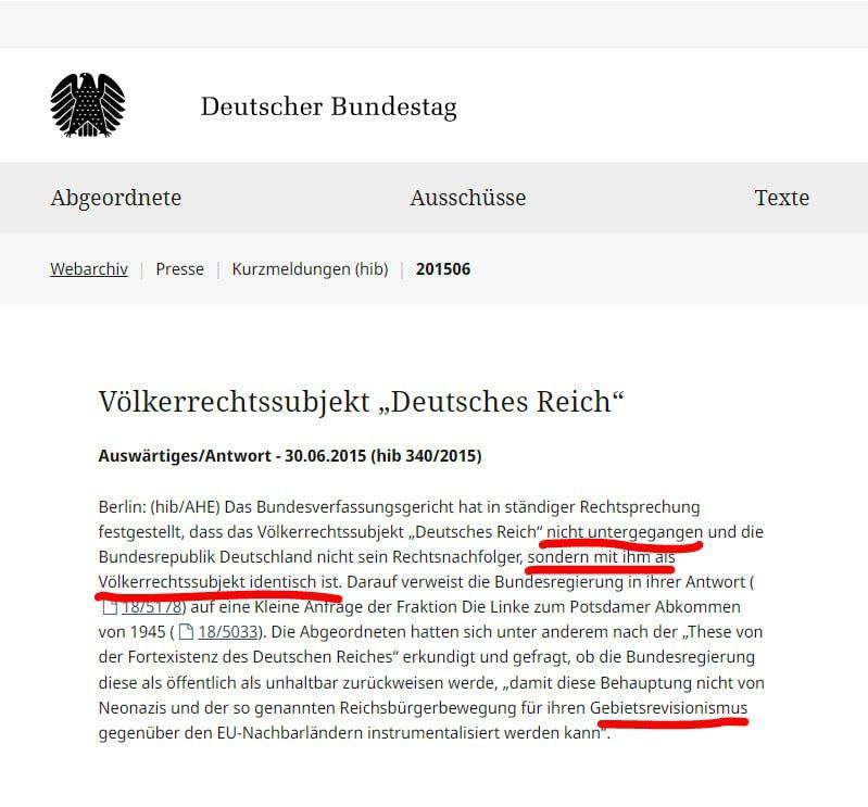 Offiziell: Völkerreechtliches zum Deutschen Reich Offiziell: Völkerreechtliches zum Deutschen Reich